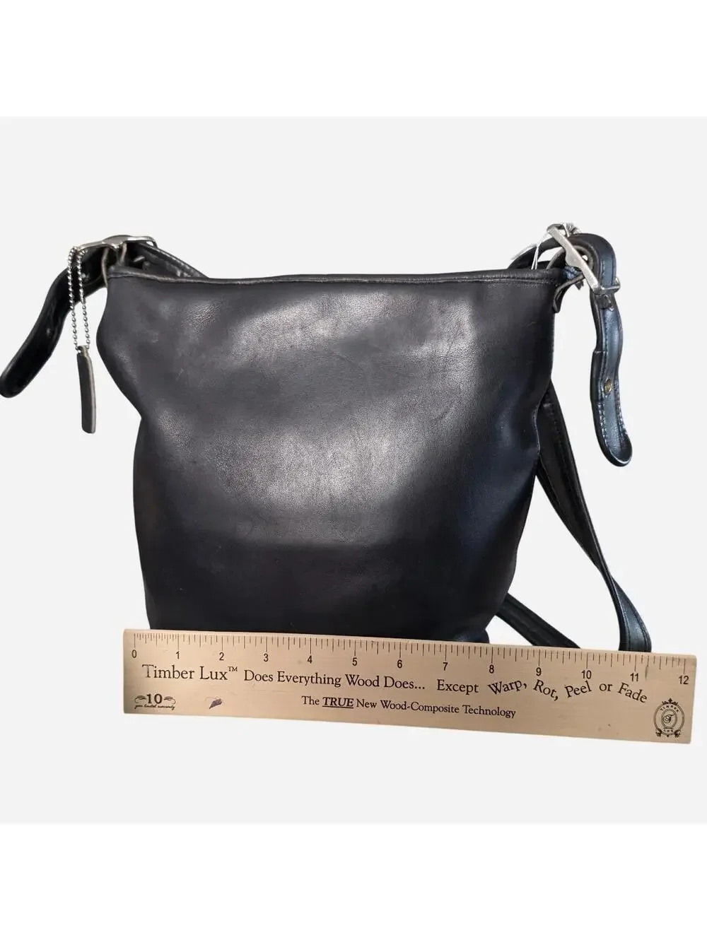 Vintage COACH medium Bucket  Black Leather Crossbody Bag